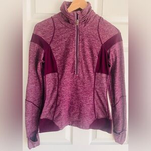 Lululemon Women's Heathered Plum Quarter-Zip Top vintage